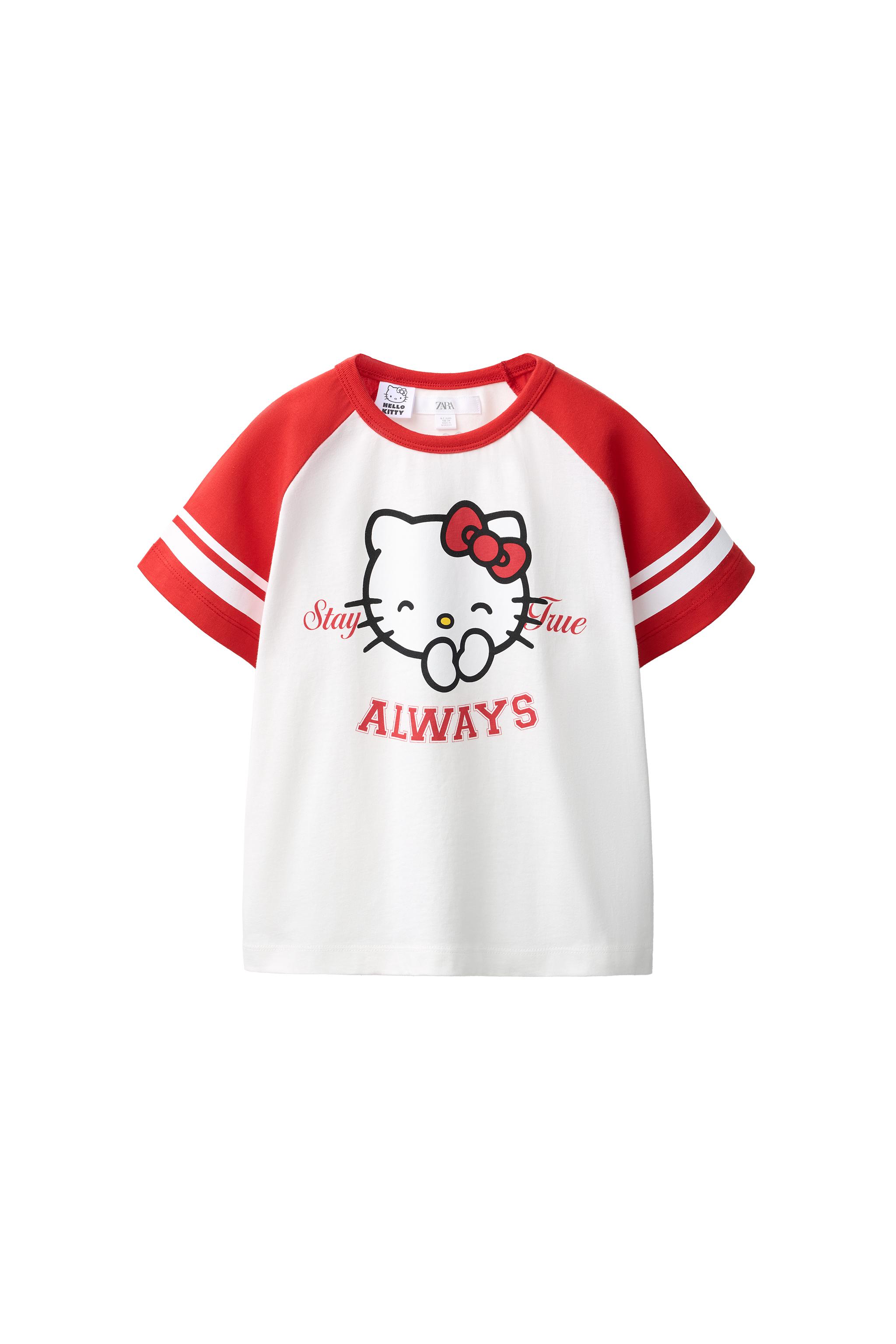 Футболка с принтом Hello Kitty © Sanrio и рукавами реглан — ZARA