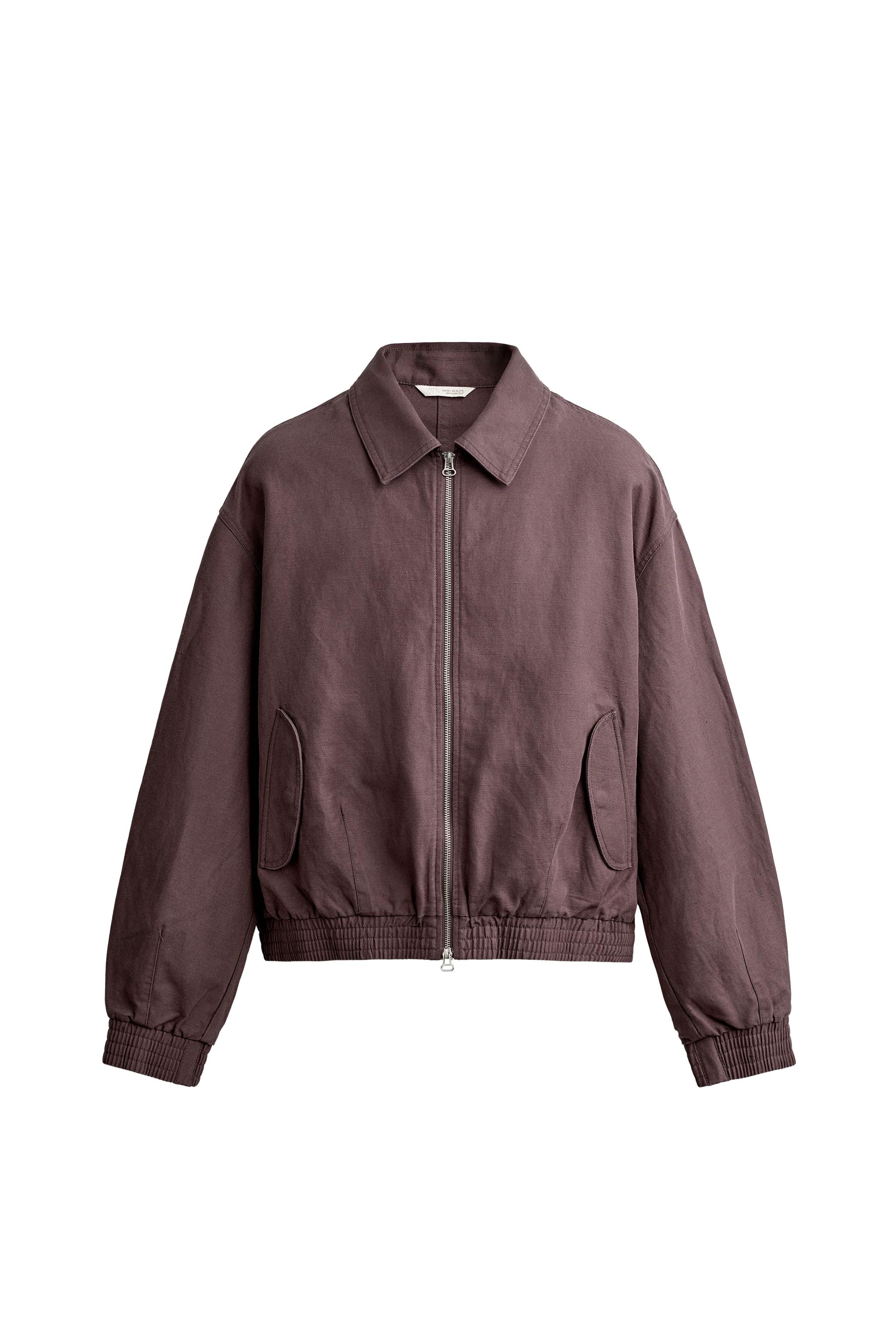 Укороченная куртка из хлопка и льна — ZARA